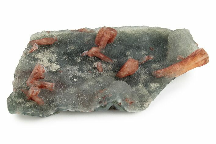 Red-Orange Stilbite Crystals on Chalcedony - India #243922